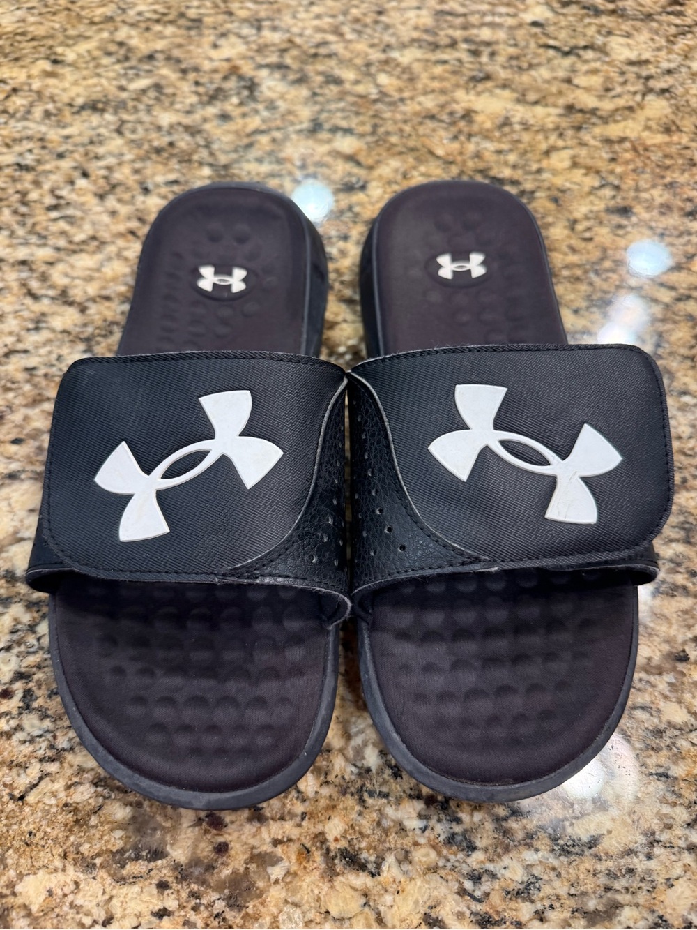 Under Armour Black Kids Slide Sandals with White Logo